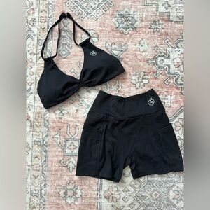 NWOT PecheeBum Women’s Black Athletic Bike Shorts Set